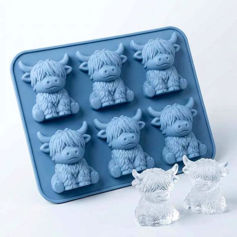 Silikon-Eiswürfelform, 3D-Mini-Eiswürfelform in Form eines Hochlandrindes, für Whisky, Cocktails, Schokolade, Süßigkeiten und Seife (1/5)