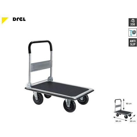 Drel Carro de Almacén 4 Ruedas 300kg, Plataforma 90x60cm con Ruedas Neumáticas, ideal para transporte de materiales pesados, alta capacidad de carga, diseño robusto y rendimiento profesional.