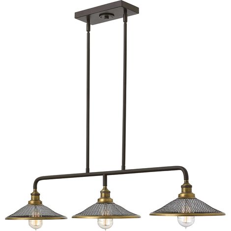Lampadario Vintage Rigby Acciaio Bronzo Buckeye 3 Luci E27 (1/4)