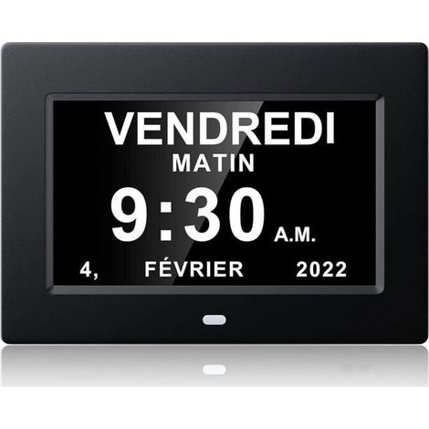 Horloge calendrier numérique - ZHANDD - 7 pouces - Affichage clair - Idéale Alzheimer - Design contemporain (1/4)