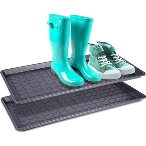 VILDE Lot de 2 Bacs à chaussures 70x35 cm - Plastique résistant, protège sol, facile à nettoyer, intérieur/extérieur (1/5)