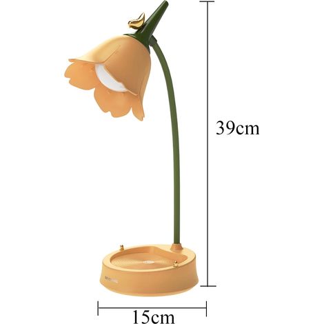 (Orange) Lampe de bureau LED en forme de fleur, adaptée aux chambres d'étudiants, à la lecture et à la protection des yeux.