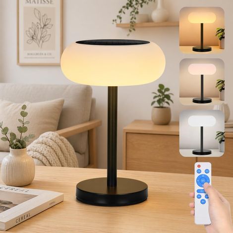 Lampe de Table Solaire LED Sans Fil, Batterie 4000mAh, 3 Modes de Couleur (1/5)
