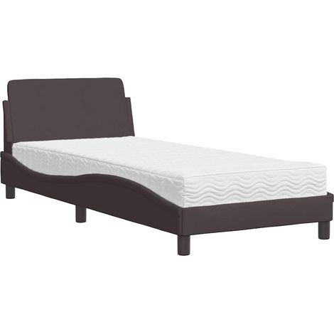 Maison Exclusive - Letto con Materasso Dover Marrone Scuro 90x200 cm in Tessuto (1/5)
