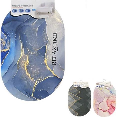 TRADE SHOP - Tappeto Tappetino Antiscivolo Da Bagno Doccia Ovale Morbido Assorbente 38x58cm 87225 -
