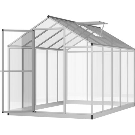 Serre de Jardin 3 x 2 m Aluminium Polycarbonate 5,5 m² Fondation Lucarne Porte loquet (1/5)