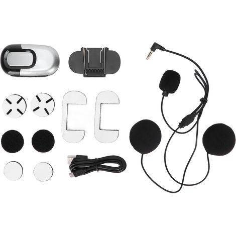 Motorradhelm mit abnehmbaren Bluetooth-5.0-Kopfhörern, 1100-mAh-Akku, für Motorradfahrer – Silber
