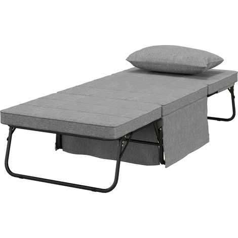 Fauteuil convertible 4 en 1 avec chauffeuse, méridienne et pouf, dossier inclinable 5 positions gris