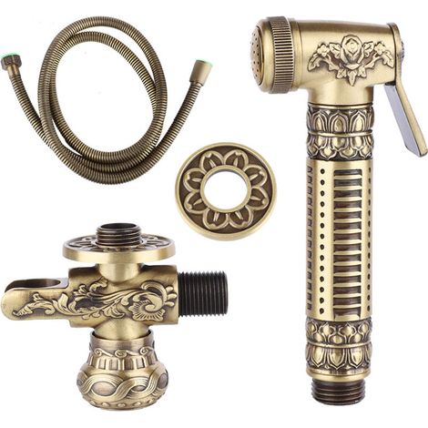 Set Pulvérisateur Bidet Style Antique Doré - Cuivre - Jet Pressurisé