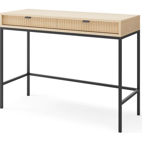 Selsey Vellore - Schminktisch mit Schublade, Eiche Vicenza Optik mit schwarzem Gestell, 104 cm