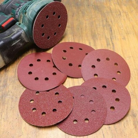 Disques de Ponçage Papier Abrasifs 125mm Ponceuse P40/P60/P80/P120/P180/P240 8 trous-LIAIKI (1/3)