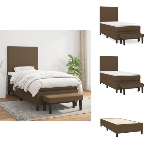 Boxspringbett mit Matratze Dunkelbraun 100x200 cm Stoff - Boxspringbett - Doppelbett - Bettenrahmen - Bettmatratze - Schlafsystem (1/5)