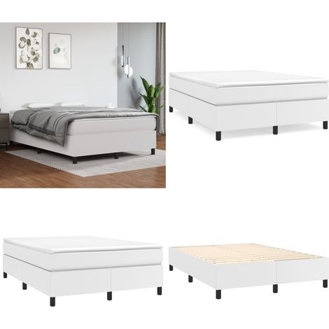 Boxspringbett mit Matratze Weiß 140x200 cm Kunstleder - Boxspringbett - Betten - Doppelbett - Weißes Bett - Kunstlederbett - Home & Living (1/5)