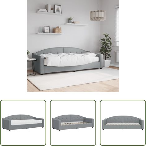 vidaXL Canapé - Lit de jour avec matelas gris clair 80x200 cm tissu (1/5)