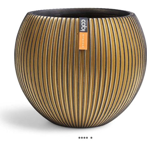 Superbe pot Groove doré forme boule en plastique H15xD18 cm - dimhaut: H 15 cm - couleur: Doré
