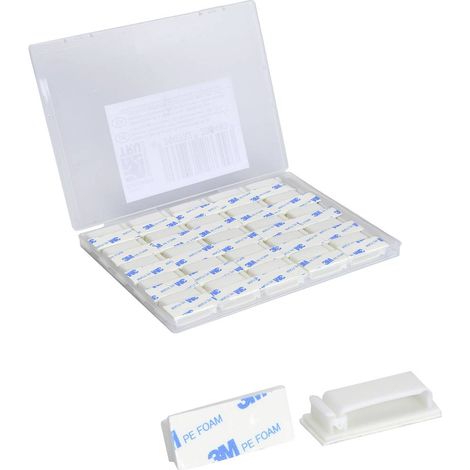 TRU COMPONENTS T24CA075 Basetta di fissaggio autoadesivo TC-12888572 per cavi piatti, richiudibile Bianco 50 pz.