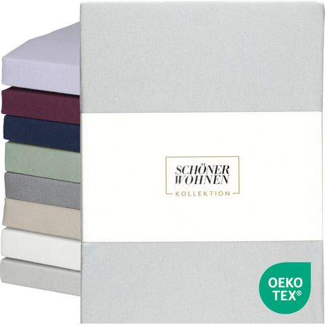 SCHÖNER WOHNEN lenzuolo con angoli BASIC - 1 pezzo 100x200 cm, Grigio chiaro