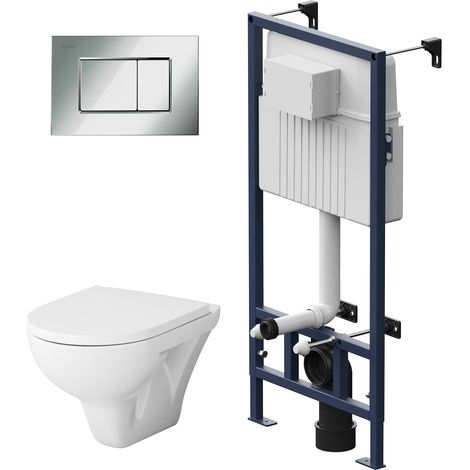 AM.PM Wand-WC spülrandlos Set mit Vorwandelement Komplettset Unterputz Spülkasten Vorwandspülkasten Unterputzspülkasten Schüssel Drückerplatte (1/5)