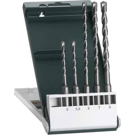 Bosch – Coffret de 5 forets SDS-plus Ø 5 à 8 mm – Longueur utile 110/160 mm – Pour perçage béton armé – Coffret professionnel