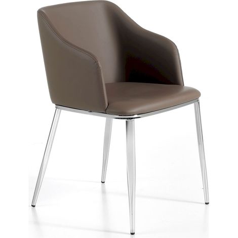 Chaise rembourrée avec structure en acier peint époxy - Visón, gris (1/5)