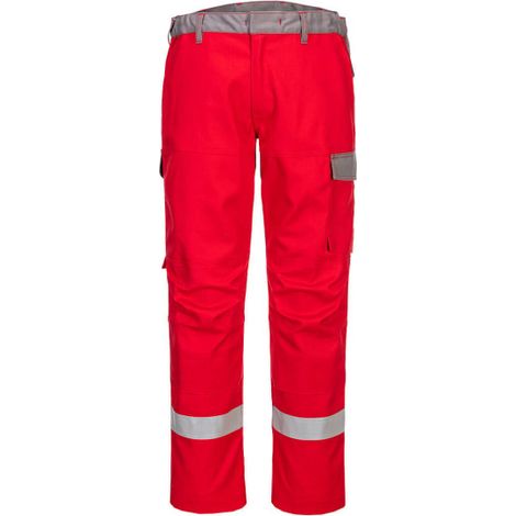 Pantalón bicolor Bizflame Ultra de alta visibilidad Soldadura Regular PORTWEST FR06 46 pulgadas Rojo