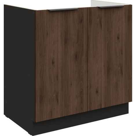 Küchen Spülenunterschrank 80 cm Küche MONZA Okapi Nußbaum Küchenzeile (1/5)