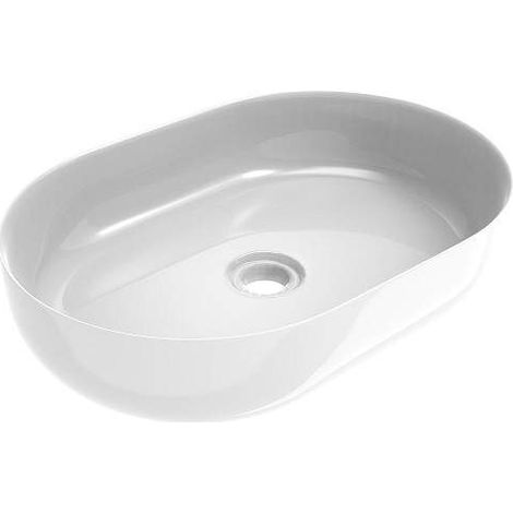 Glänzend weißes ovales Arbeitsplattenwaschbecken 416x600 mm Ercos Musa BLCERLMUSA0002 Glänzend weiß