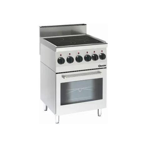 Fourneau vitrocéramique 4 zones radiantes 10,2 kW avec four électrique 2,2 kW - Bartscher