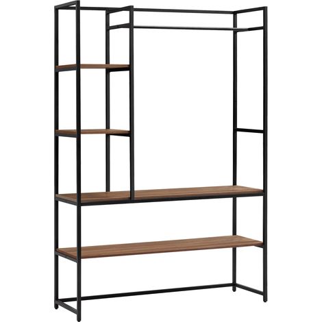 Appendiabiti in metallo MDF 180 x 120 x 40 cm effetto noce canaletto 030008134