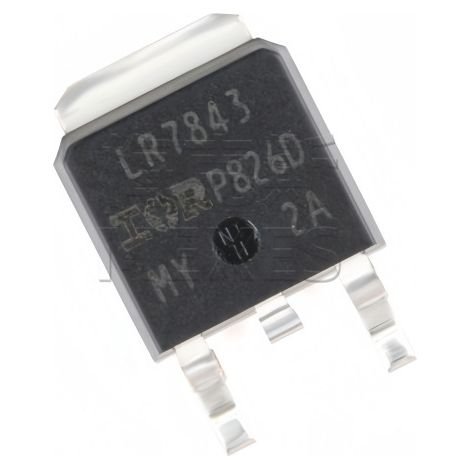 IRLR7843TRPBF, LR7843 screen printed, TO-252-2 package, N-channel MOSFET chip, electronic component, 5 units, packaged.