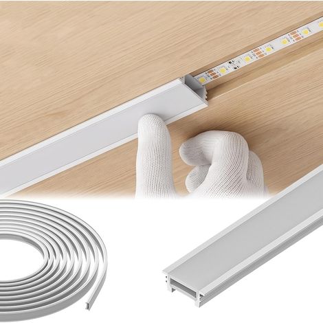 Profilé néon LED en silicone de 3 m, couvercle blanc laiteux, profilé de carrelage LED étanche pour bandes lumineuses, couverture DIY avec lumière douce (20 x 10 mm) (1/5)