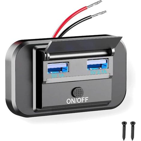 Chargeur de voiture Bildet 12-24 V pour camping-car avec sortie USB,interrupteur marche/arrêt,double port USB 2,1 A/1 A,36 W
