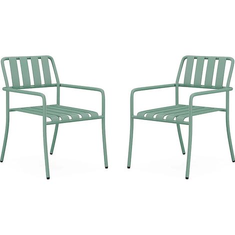 Poltrona da giardino impilabili in Metallo Verde acqua - Lotto di 2 - BIRMOS di MYLIA (1/5)