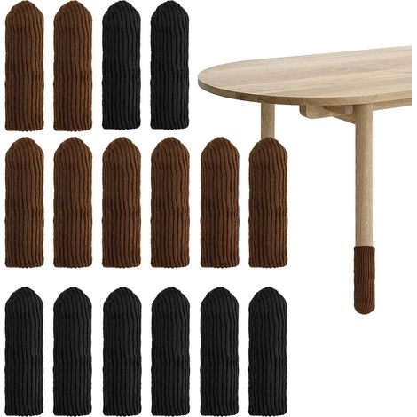 Juego de 16 protectores para patas de silla - Protectores para patas redondas de muebles - Almohadillas de fieltro - Para sillas, muebles, mesas (negro, marrón)