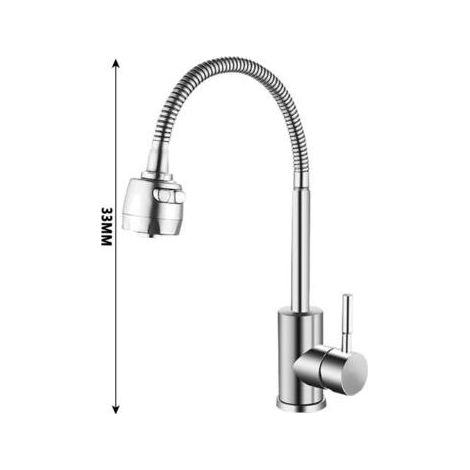TAISHENGDA – Warm- und Kaltwasserarmatur für die Küchenspüle, flache Dreiwege-Mischbatterie aus Edelstahl 304, Mehrzweckarmatur (Universalarmatur mit gebürsteter Oberfläche) mit 60 cm langem Anschluss (1/5)