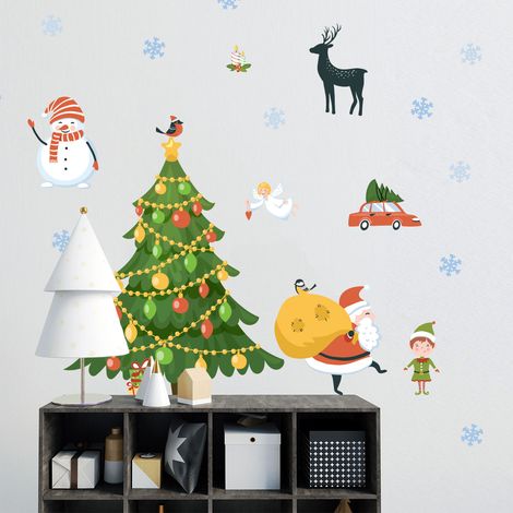 Stickers Noël scandinave de Laponie - Autocollants stickers adhésifs noël - décoration fêtes - 60x40cm (1/5)