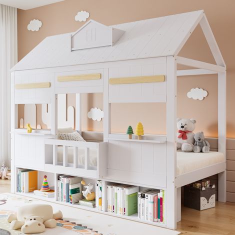 letto struttura 90x200 per bambini con libreria OKMYHOME (1/5)