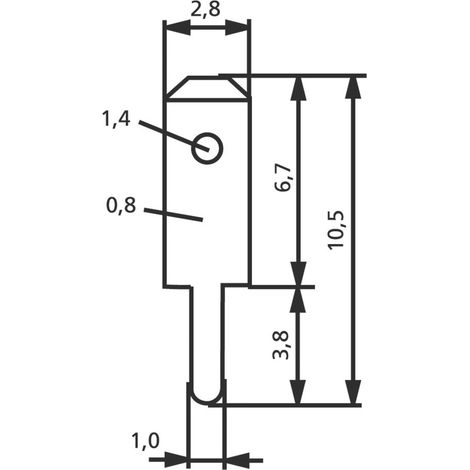Vogt Verbindungstechnik 378008,68 Steckzunge Steckbreite: 2.8 mm Steckdicke: 0.8 mm 180 ° Unisolier