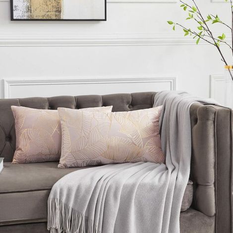 MINKUROW Kissenhülle 30x50 cm Samt Goldblätter Kissenbezüge für Sofa Dekokissenbezug Dekokissen für Couch Schlafzimmer Wohnzimmer 2er Set