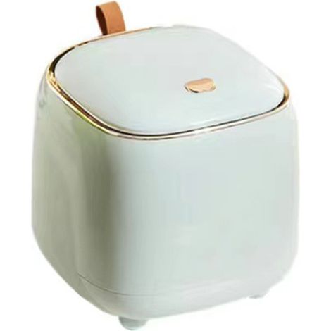 Corbeille à papier de bureau avec couvercle et bouton-poussoir, poubelle moderne à double compartiment avec large ouverture pour le salon, vert clair (1/5)
