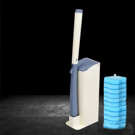 Kit de brosse WC jetable avec support mural - Systme de nettoyage de toilettes jetable avec de rechange pour brosse WC Odipie (1/4)
