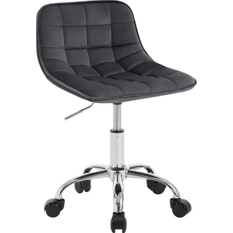 WOLTU Silla de Oficina Giratoria de Terciopelo y Metal Regulable en Altura con Ruedas Gris Oscuro