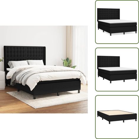 Boxspringbett mit Matratze Schwarz 140x200 cm Stoff - Boxspringbett - Doppelbett - Schlafraum - Bettenrahmen - Lattenrost (1/5)