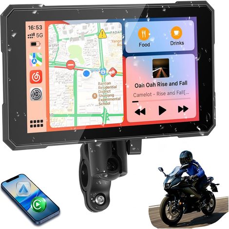 5 Inch Waterproof Motorcycle GPS with Wireless, IP67 Waterproof, Tire Pressure Monitoring, GPS Navigation and Voice Control - for All Motorcycles (1/5)