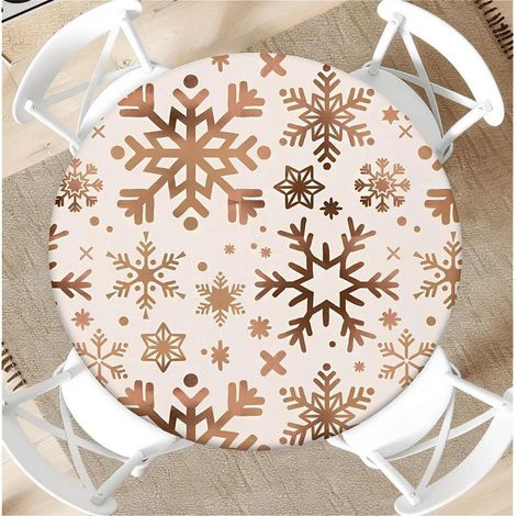 Nappe ronde avec élastique Ø 90cm, motif flocons de neige, lavable