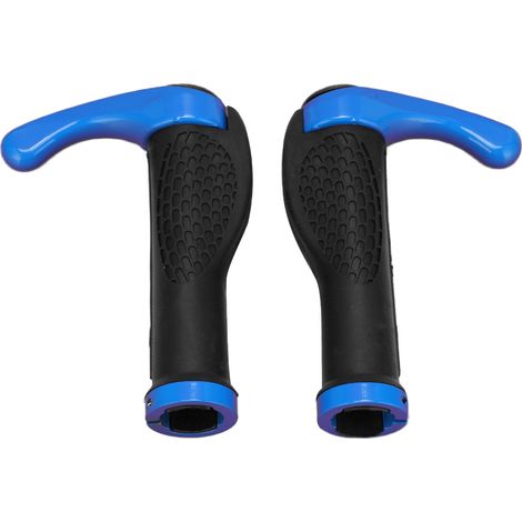Set mit 2 blauen Fahrradlenkergriffen aus Gummi im Bullenhorn-Design, für Mountainbikes (1/5)