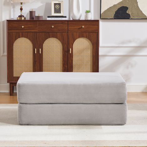 Canapé compressé 112x95x67 cm avec poche latérale et coussin, sans montage, velours côtelé - gris