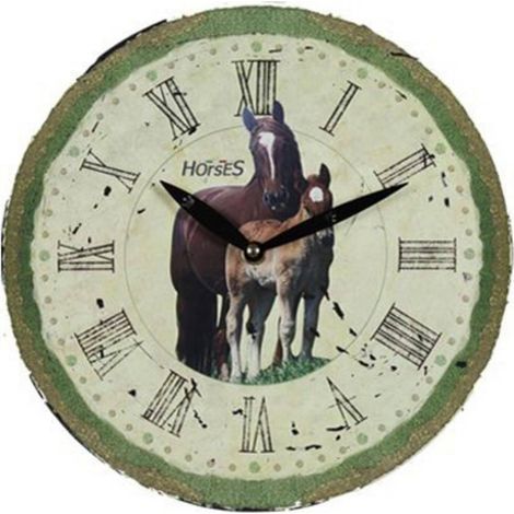 Orologio tondo da parete in legno dipinto