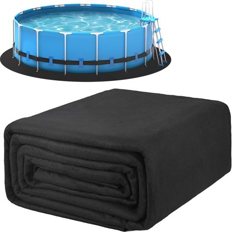 Tapis de protection pour piscine (diamètre 3,6 m / 12 pieds) en géotextile résistant – Prévient efficacement les perforations et prolonge la durée de vie du liner (1/5)