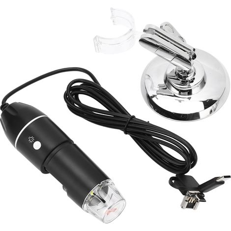 Microscope numérique HD 1600X USB filaire portable 3-en-1 pour iOS, grossissement manuel haute résolution